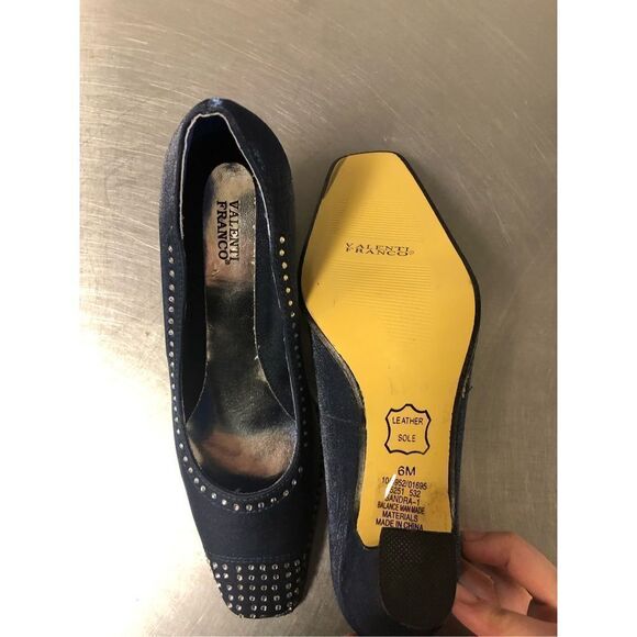 Valenti Franco Womens Blue Nylon Heels with Rhinestones Size 6M - Picture 7 of 15
